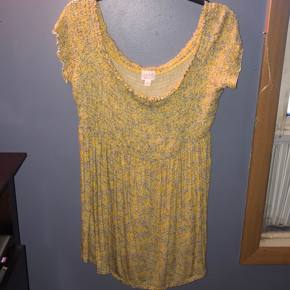 Yellow off the shoulder maternity top